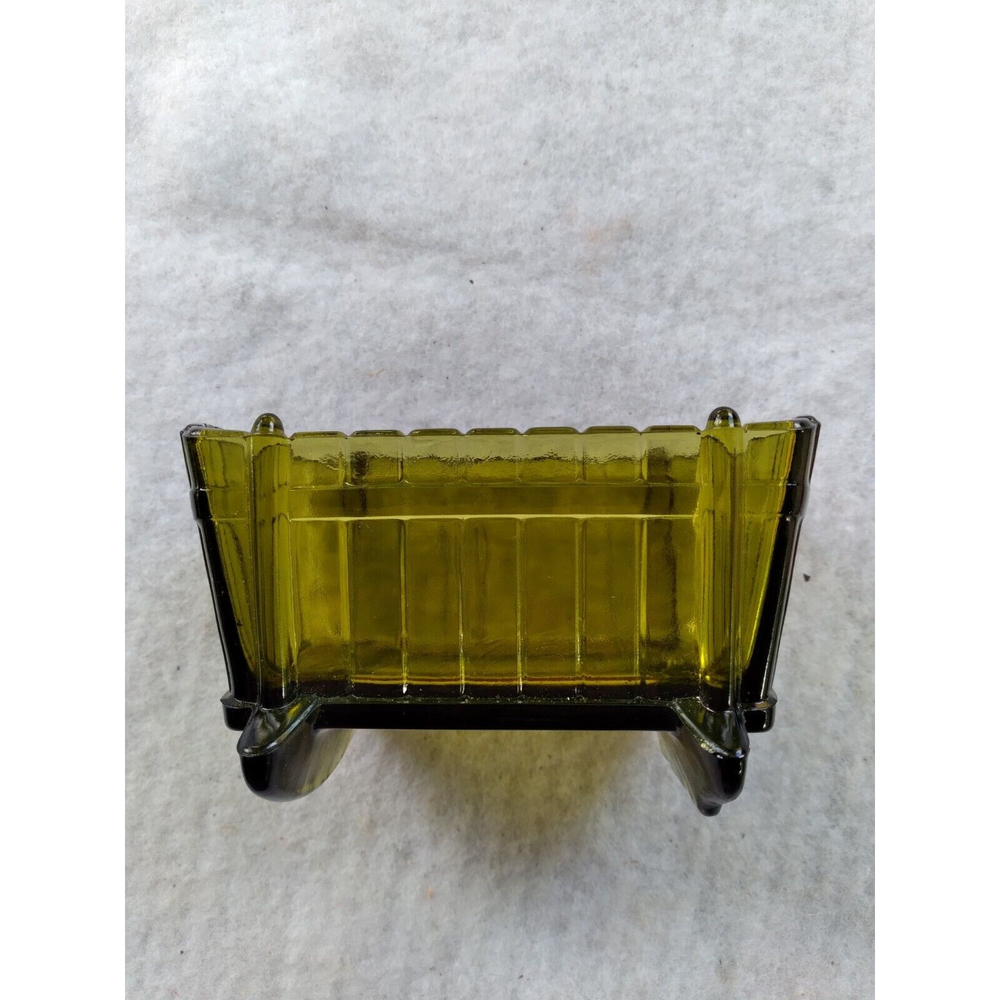 5" Vintage Indiana Green Glass  Doll Cradle Bed Furniture
